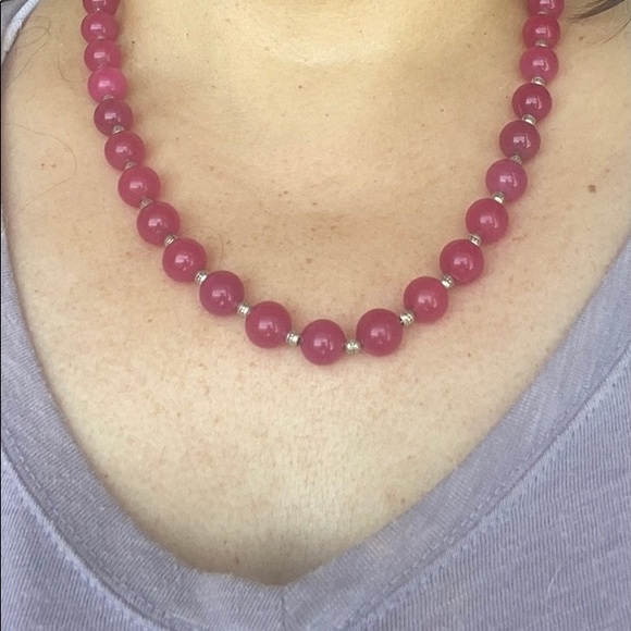 Stunning magenta Jadite and sterling set